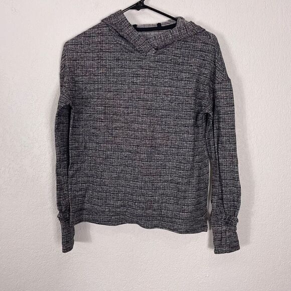 Lululemon Ringspun Denim Black & White Extra Mile Hooded Pullover Workout Sweats - Picture 1 of 6
